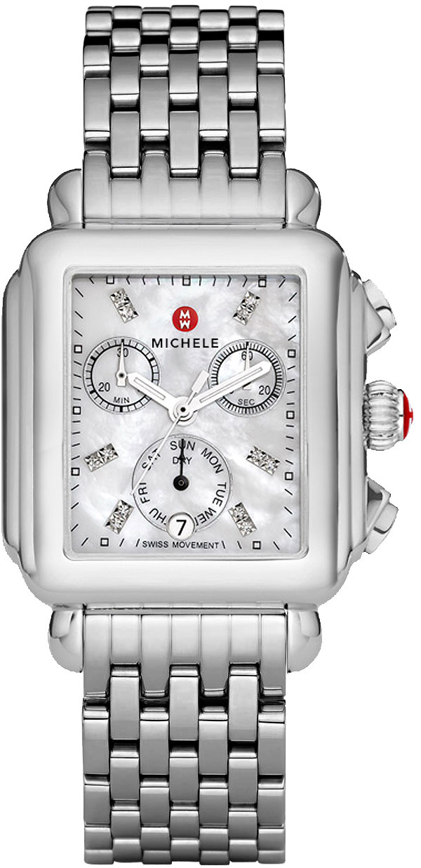 Michele Deco Collection Watches Ladies Pearl White Battery Operated Quartz MWW06P000014 Watch
