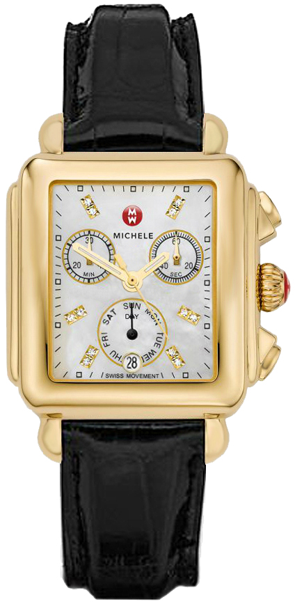 Michele Deco Collection Watches Ladies Pearl White Battery Operated Quartz MWW06P000038 Watch