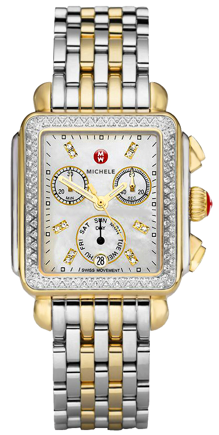 Michele Deco Collection Watches Ladies Pearl White Battery Operated Quartz MWW06P000108 Watch