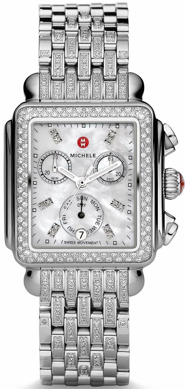 Michele Deco Collection Watches Ladies Pearl White Battery Operated Quartz MWW06P000116 Watch