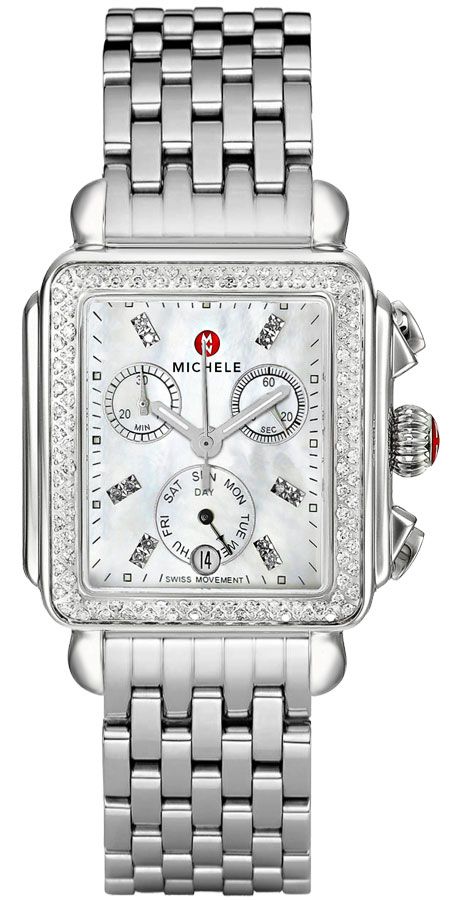 Michele Deco Collection Watches Ladies Pearl White Battery Operated Quartz MWW06P000099-SD Watch