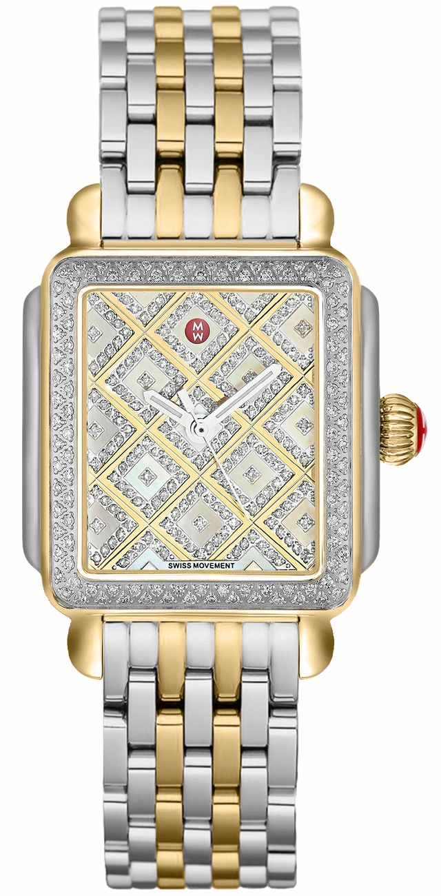 Michele Deco Collection Watches Ladies Pearl White Battery Operated Quartz MWW06T000158 Watch