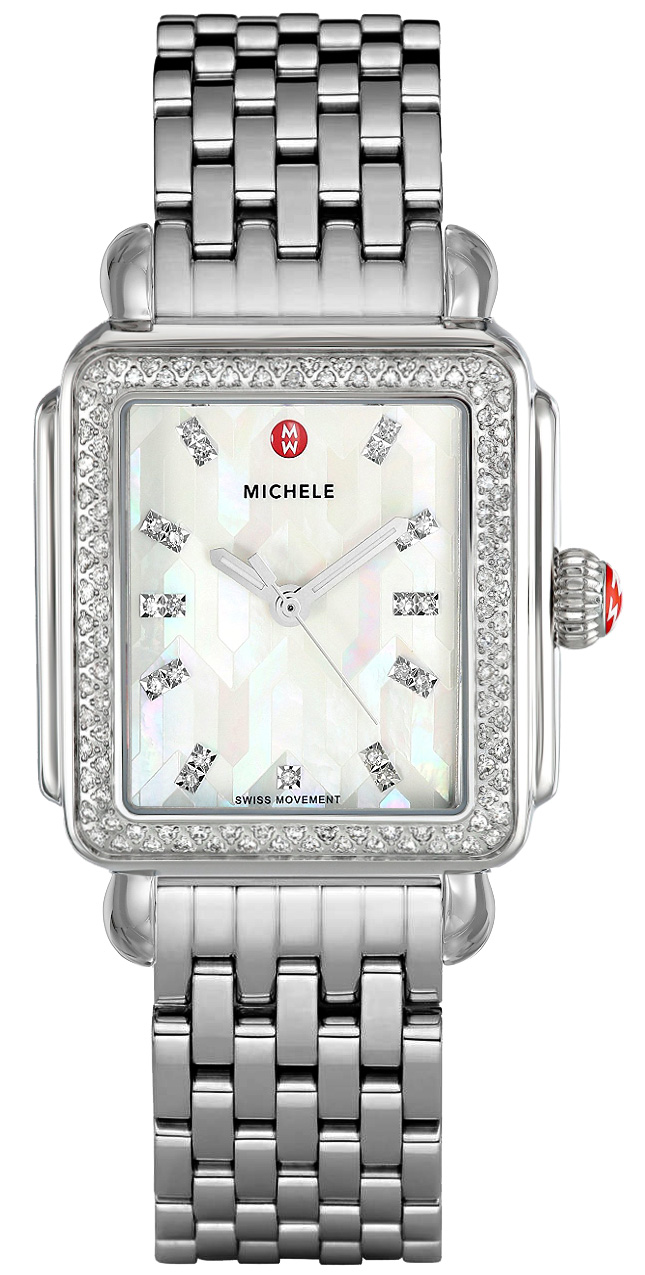 Michele Deco Collection Watches Ladies Pearl White Battery Operated Quartz MWW06T000159 Watch