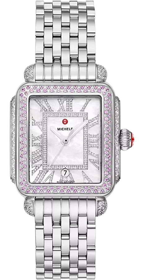 Michele Deco Collection Watches Ladies Pearl White Battery Operated Quartz MWW06T000268 Watch