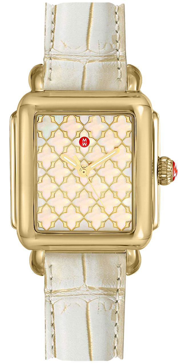 Michele Deco Collection Watches Ladies Pearl White Battery Operated Quartz MWW06T000178 Watch