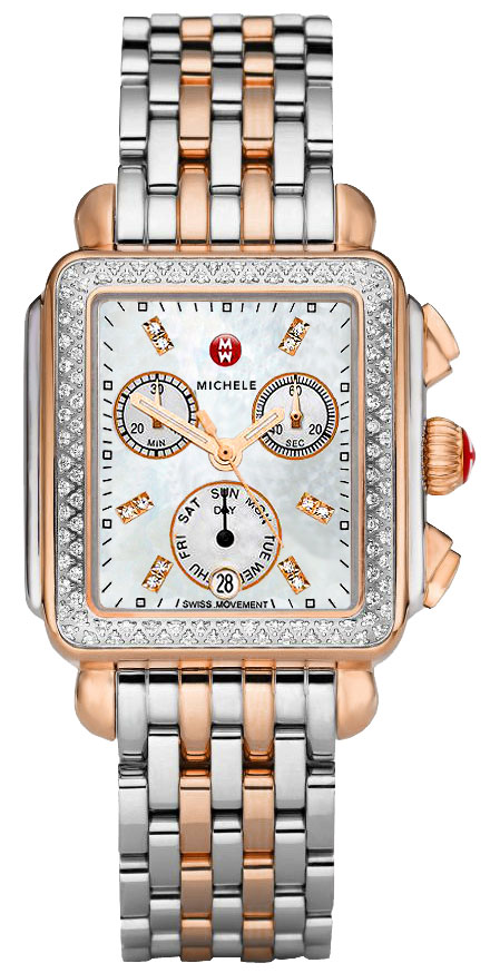 Michele Deco Collection Watches Ladies Pearl White Battery Operated Quartz MWW06P000232 Watch