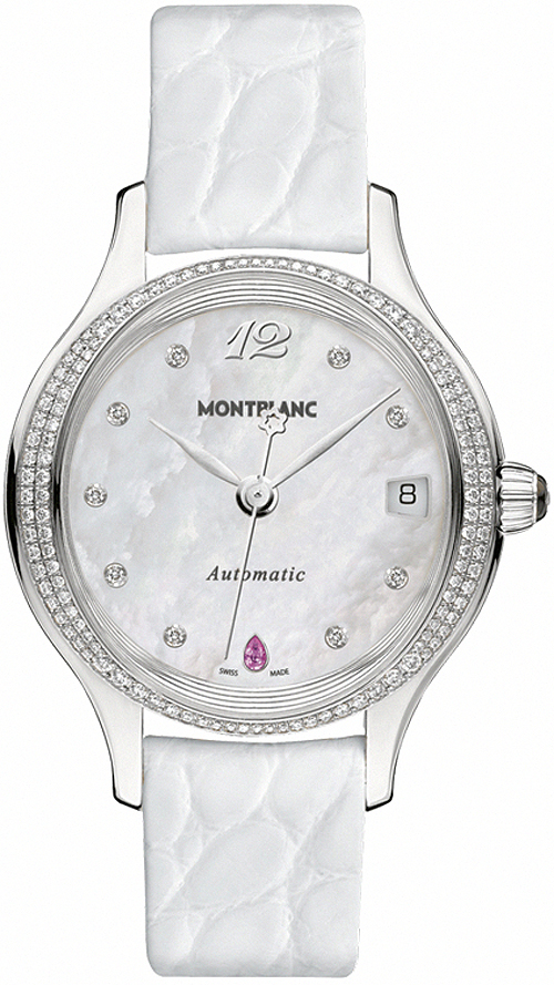MontBlanc Princess Grace De Monaco Watches Ladies Mother of Pearl White Dial Set with Diamonds Self winding Automatic 109273 Watch