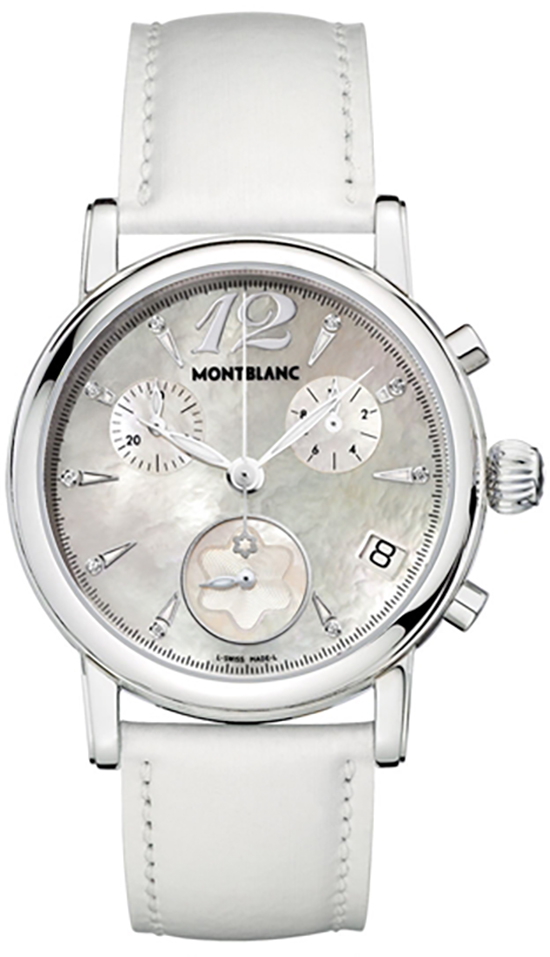 MontBlanc Star Quartz Watches  Mother of Pearl Blue Dial Set with Diamonds Battery Operated Quartz 105891 Watch