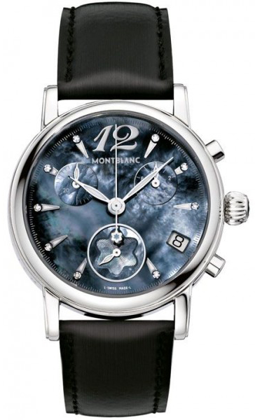 MontBlanc Star Quartz Watches  Mother of Pearl Blue Dial Set with Diamonds Battery Operated Quartz 105892 Watch