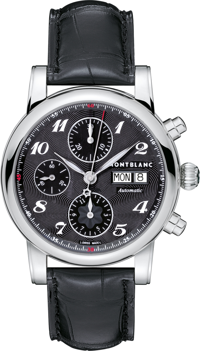 MontBlanc Star Automatic Chronograph Watches Guilloche Black 106467 Watch