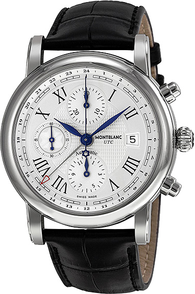 MontBlanc Star Automatic Chronograph Watches  Guilloche Silver  107113 Watch
