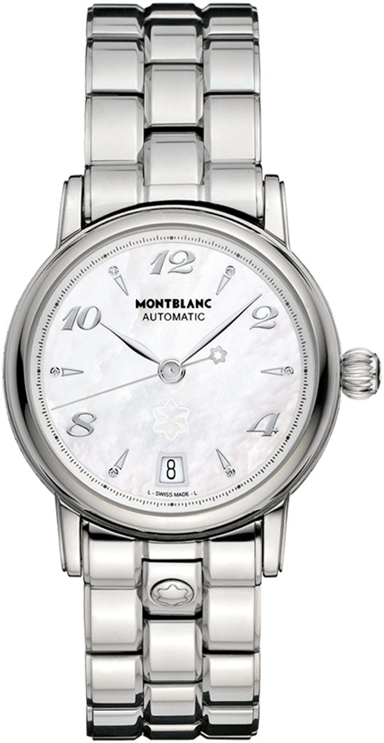 MontBlanc Star Automatic Watches  Mother of Pearl White Dial Set with Diamonds Self winding Automatic 107117 Watch