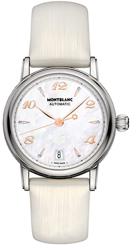 MontBlanc Star Automatic Watches  Mother of Pearl White Dial Set with Diamonds Self winding Automatic 107119 Watch