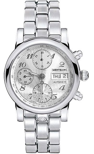 MontBlanc Star Automatic Chronograph Watches  Guilloche Silver Self winding Automatic 5222 Watch