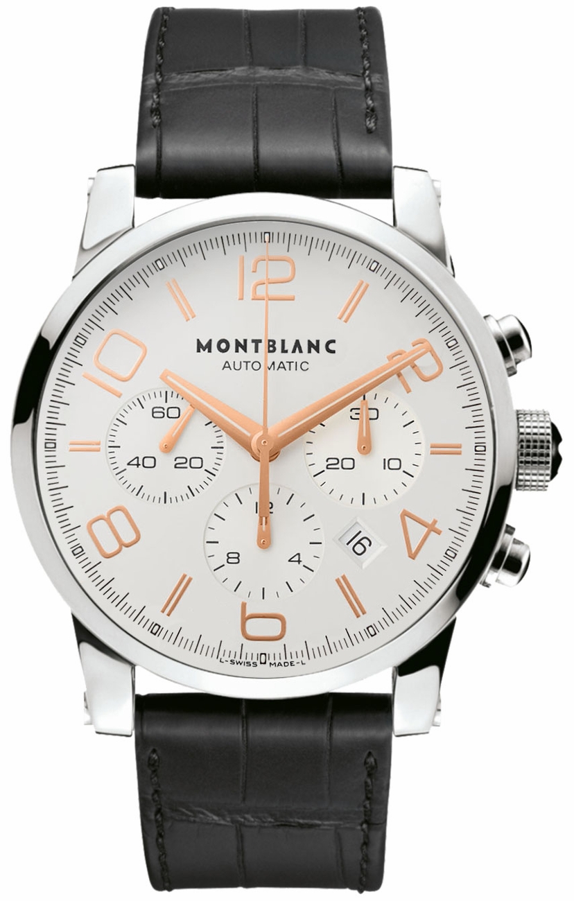 MontBlanc TimeWalker Chronograph Watches Mens Silver Self winding Automatic 101549 Watch