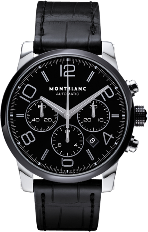 MontBlanc TimeWalker Chronograph Watches Mens Black Self winding Automatic 102365 Watch