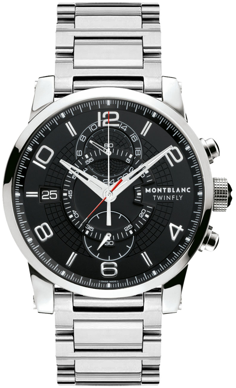 MontBlanc TimeWalker Chronograph Watches Mens Black Self winding Automatic 104286 Watch