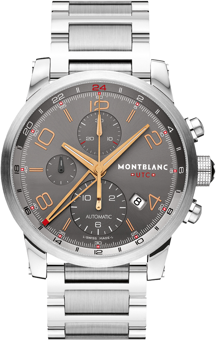 MontBlanc TimeWalker Chronograph Watches Mens Grey Self winding Automatic 107303 Watch