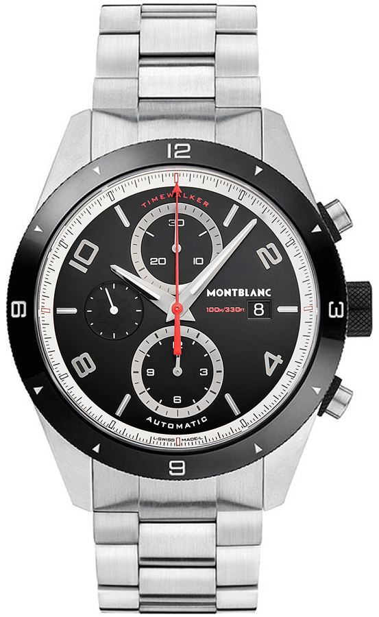 MontBlanc TimeWalker Chronograph Watches Mens Black Self winding Automatic 116097 Watch