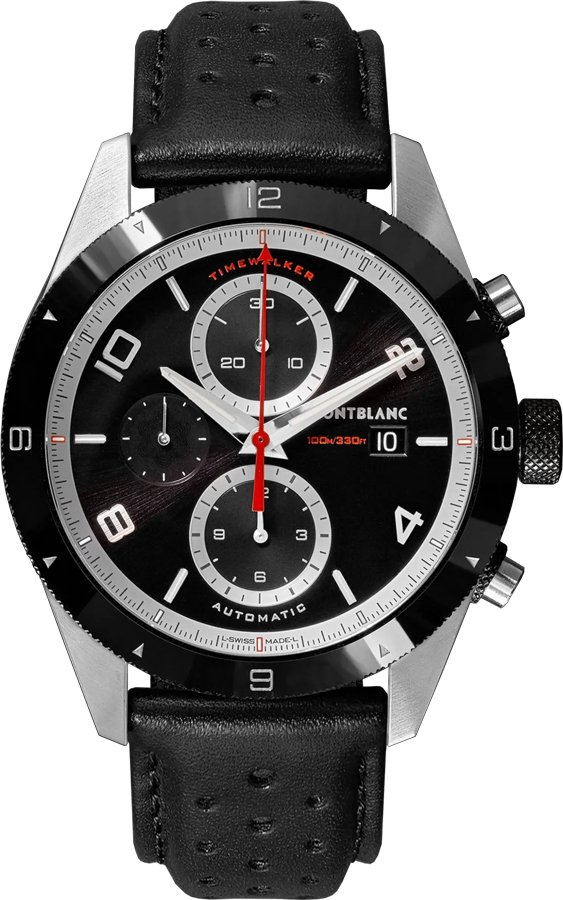 MontBlanc TimeWalker Chronograph Watches Mens Black Self winding Automatic 116098 Watch