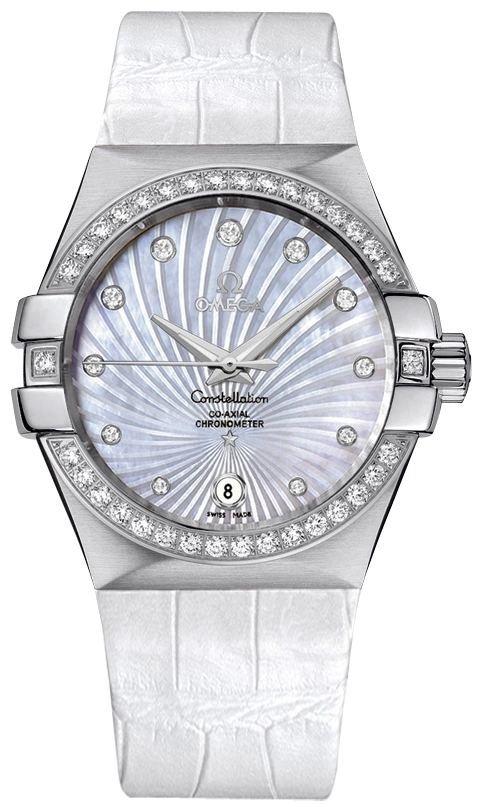 Omega Constellation Watches Ladies Mother of Pearl White Dial Set with Diamonds Self winding Automatic 12318352055001 Watch