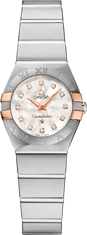 Omega Constellation Watches Ladies Mother Of Pearl White Dial Set with Diamonds Battery Operated Quartz 12320246055005 Watch