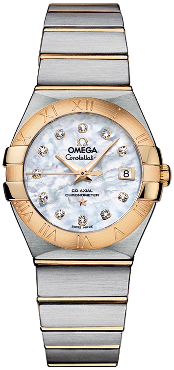 Omega Constellation Watches Ladies Mother of Pearl White Dial Set with Diamonds Self winding Automatic 12320272055003 Watch