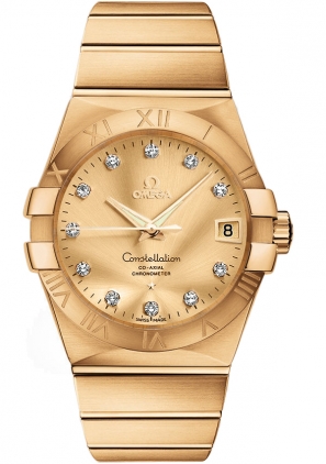 Omega Constellation Watches Mens Gold Self winding Automatic Chronometer 12350382158001 Watch