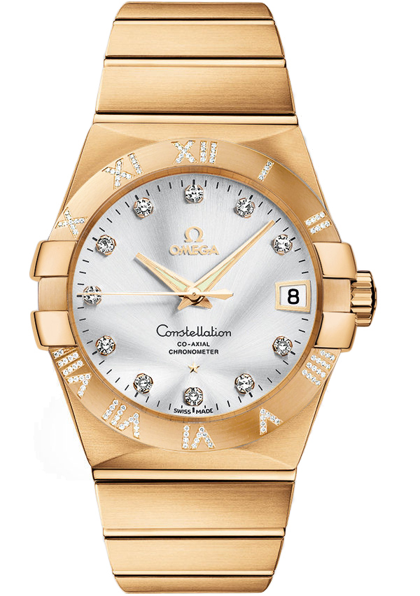 Omega Constellation Watches Mens Silver Dial Set with Diamonds Self winding Automatic Chronometer 12355382152008 Watch
