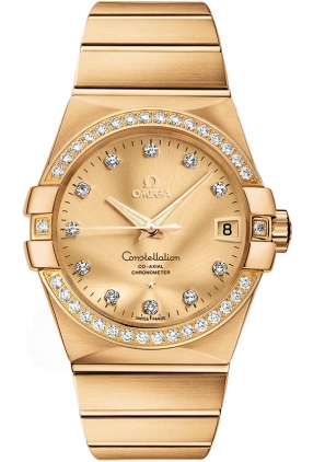 Omega Constellation Watches Mens Gold Self winding Automatic Chronometer 12355382158001 Watch