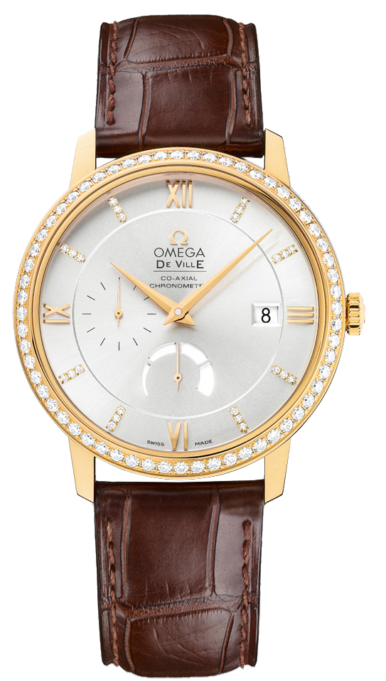 Omega De Ville Watches Mens Silver Dial Set with Diamonds 42458402152001 Watch