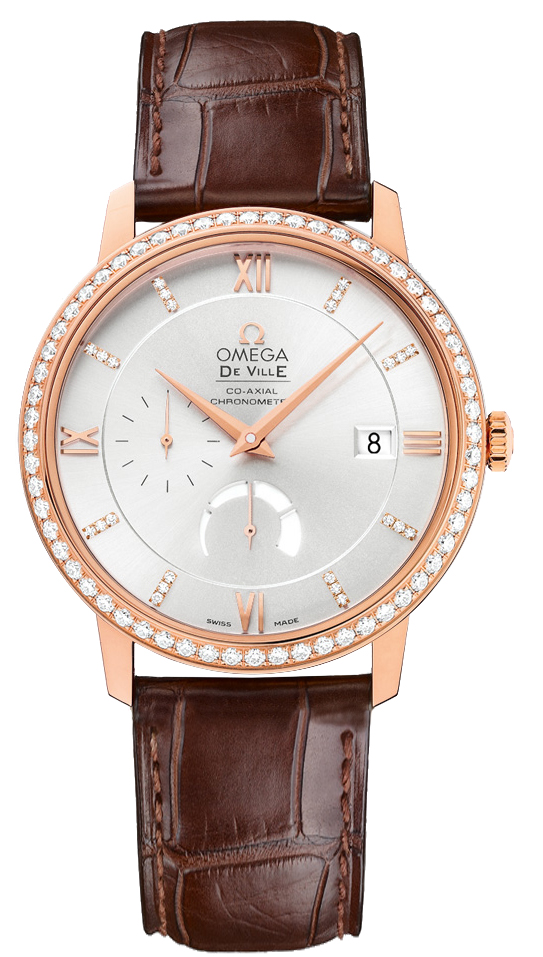 Omega De Ville Watches Mens Silver Dial Set with Diamonds 42458402152002 Watch