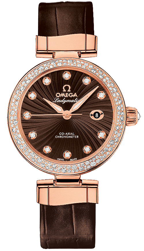 Omega De Ville Watches Ladies Brown Dial Set with Diamonds 42568342063002 Watch