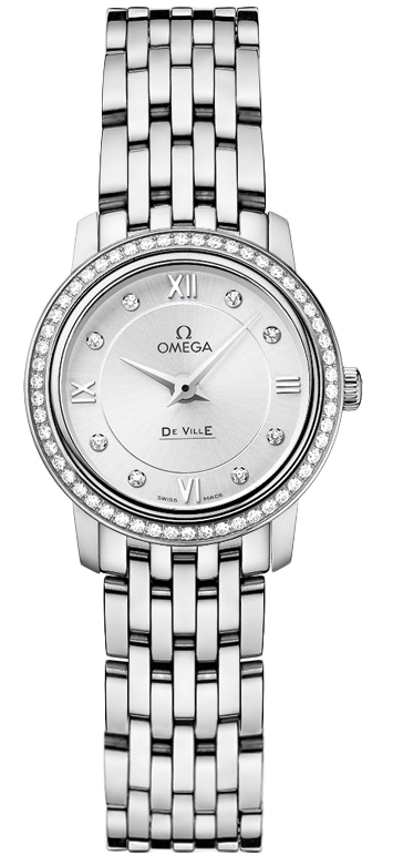 Omega De Ville Watches Silver Dial Set with Diamonds 42415246052001 Watch