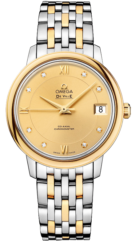 Omega De Ville Watches Ladies Champagne Dial Set with Diamonds 42420332058001 Watch