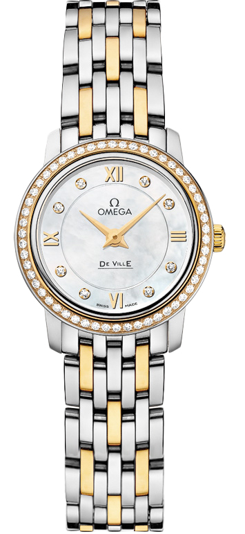 Omega De Ville Watches Ladies Mother of Pearl White Dial Set with Diamonds  42425246055001 Watch