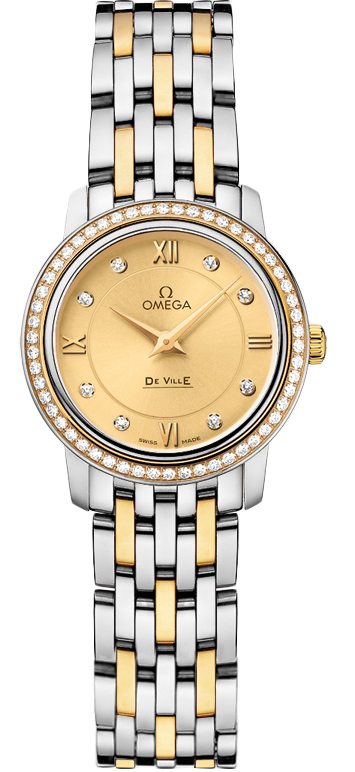 Omega De Ville Watches Champagne Dial Set with Diamonds 42425246058001 Watch