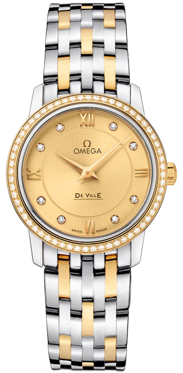 Omega De Ville Watches Champagne Dial Set with Diamonds 42425276058001 Watch