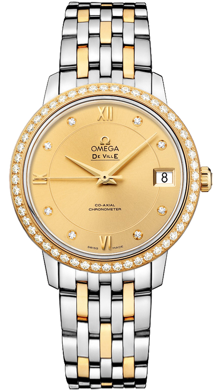 Omega De Ville Watches Ladies Champagne Dial Set with Diamonds 42425332058001 Watch