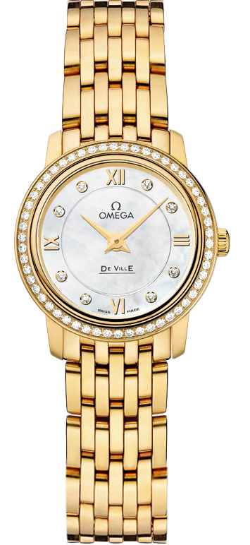 Omega De Ville Watches Ladies Mother of Pearl White Dial Set with Diamonds  42455246055001 Watch