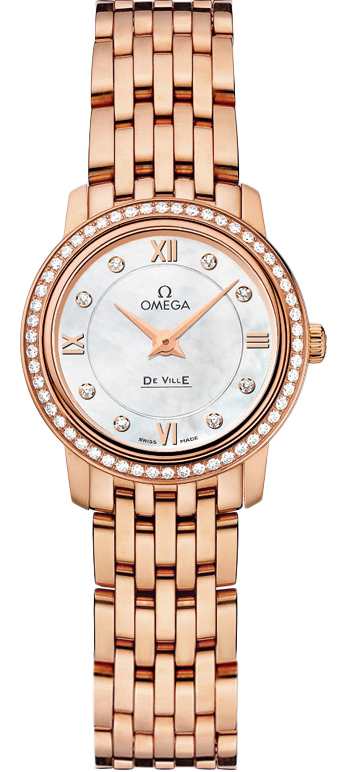 Omega De Ville Watches Mother of Pearl White Dial Set with Diamonds 42455246055002 Watch