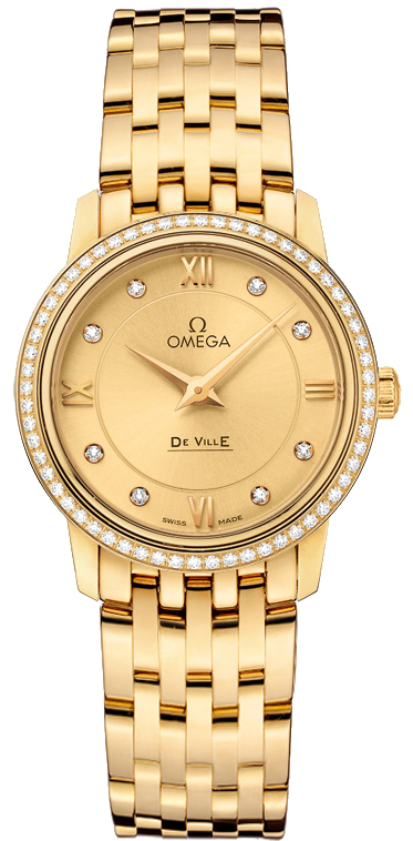 Omega De Ville Watches Champagne Dial Set with Diamonds 42455276058001 Watch