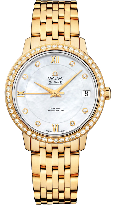 Omega De Ville Watches Ladies Mother of Pearl White Dial Set with Diamonds  42455332055001 Watch