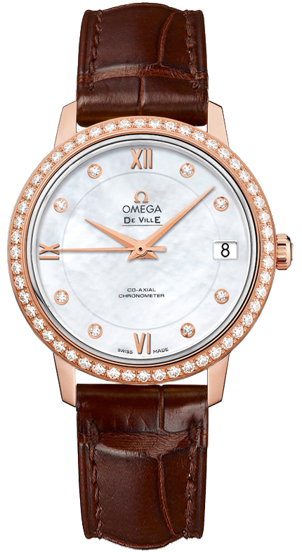 Omega De Ville Watches Ladies Mother of Pearl White Dial Set with Diamonds  42458332055001 Watch