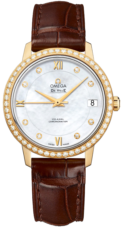 Omega De Ville Watches Ladies Mother of Pearl White Dial Set with Diamonds  42458332055002 Watch