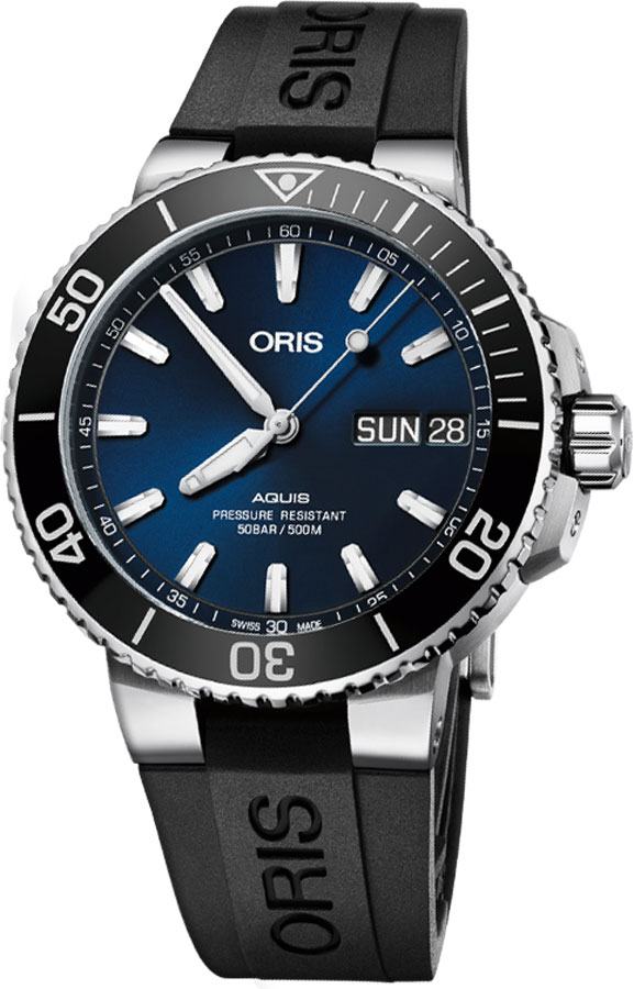 Oris Diving Watches Mens Blue Self winding Automatic 75277334135RS-BLACK Watch