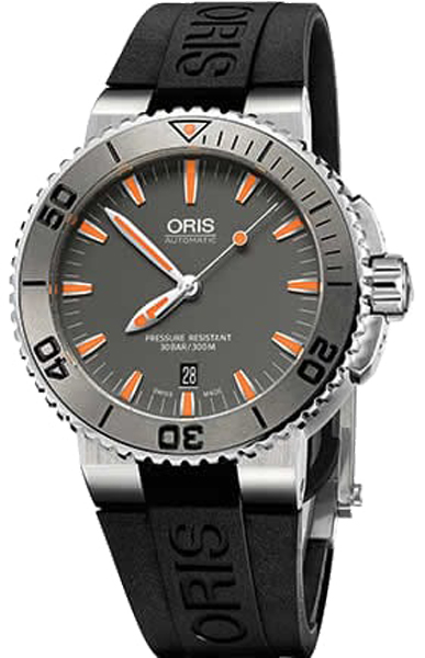 Oris Diving Watches Mens Grey Self winding Automatic 73376534158RS-BLACK Watch