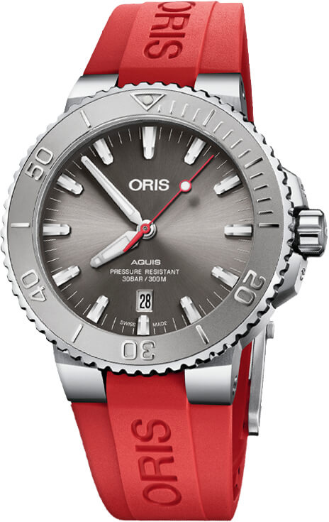Oris Diving Watches Mens Grey Self winding Automatic 73377304153RS-RED Watch