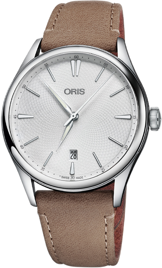 Oris Culture Watches Mens Guilloche Silver Self winding Automatic 73377214051LS-BEIGE Watch