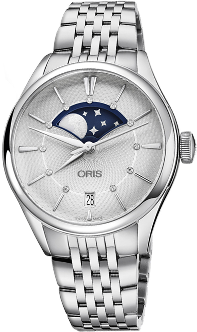 Oris Culture Watches Ladies Guilloche Silver Self winding Automatic 76377234051MB Watch